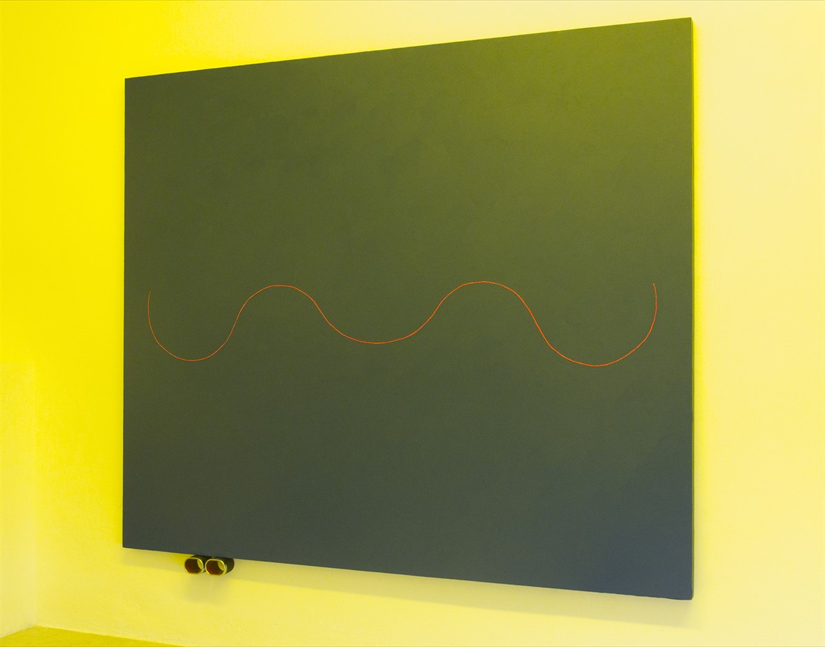 4 Davide Mancini Zanchi - Skyline - acrylic on canvas, carbon look - metal - Exhibition View