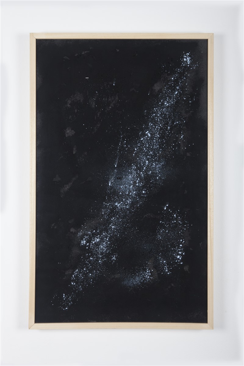 sophie ko chkeidze, geografia temporale, delle stelle fisse 1, pigment, ash, 100x60cm, 2014